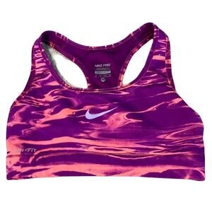 Nike Pink and Purple Patterned Dri-fit Racerback Sports Bra Size XS